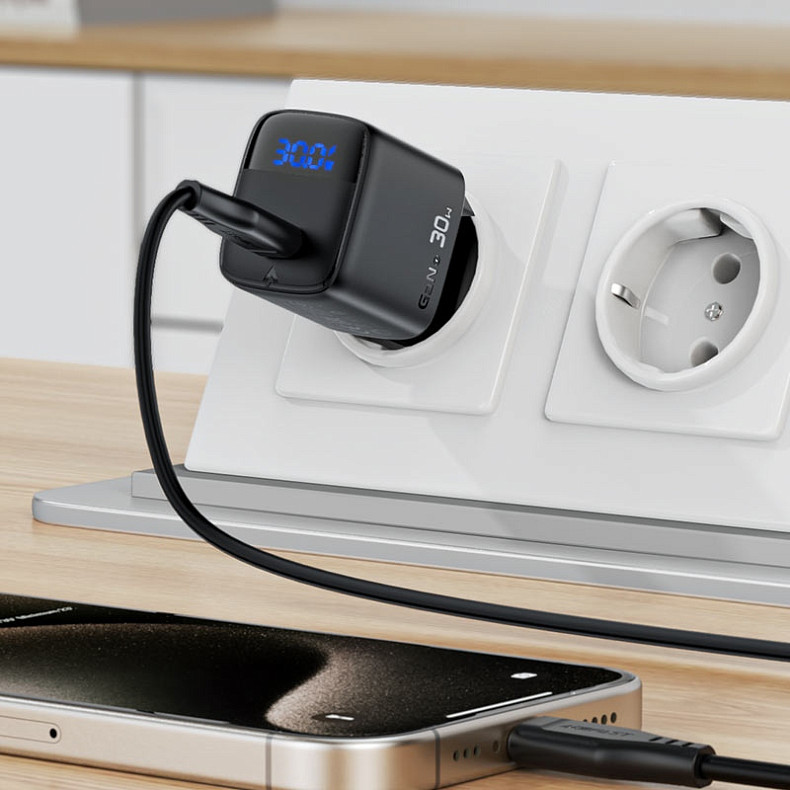 Зарядное устройство Acefast 1xUSB-C 30W Gan A115 Fast Charger + USB-C cable black