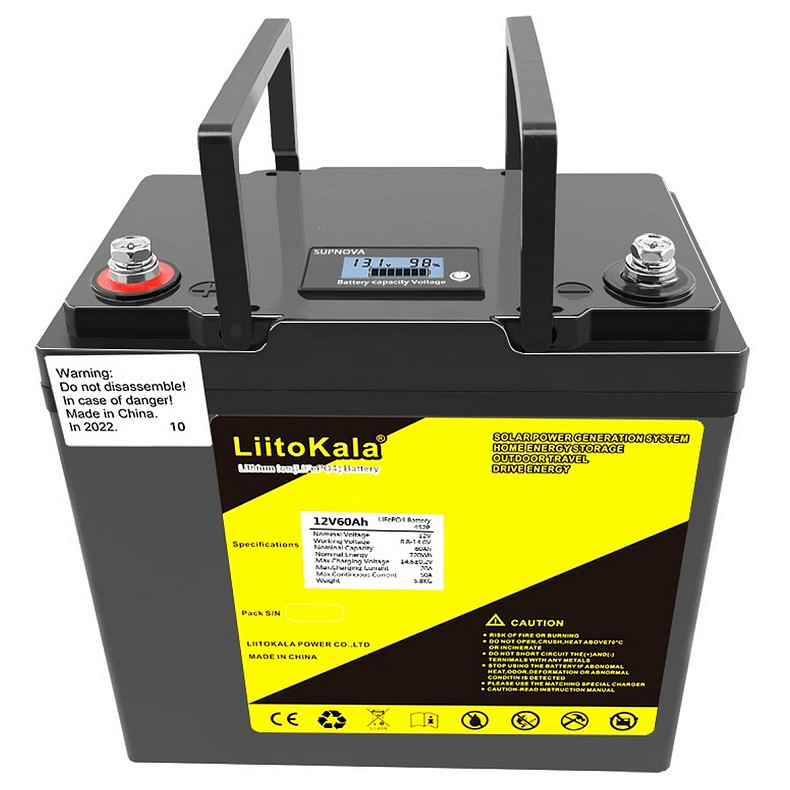Аккумуляторная батарея LiitoKala LiFePO4 12V60Ah, LCD