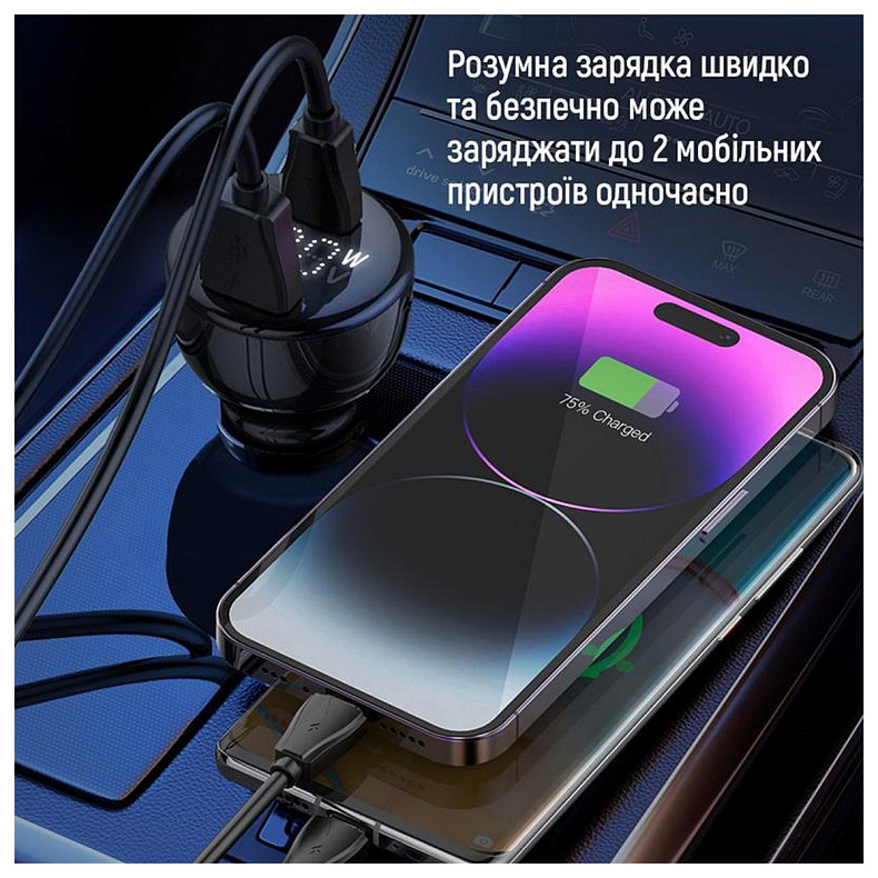 Автомобильное зарядное устройство ColorWay Power Delivery Port PPS USB (USB-A + USB-C, 100W) PD, QC