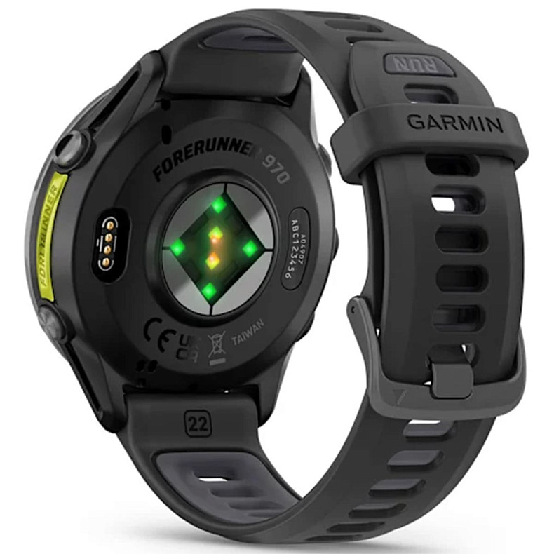 Спортивний годинник Garmin Forerunner 970 Carbon Gray DLC Titanium with Black Case and Black/Translucent Whitestone Band (010-02969-00)