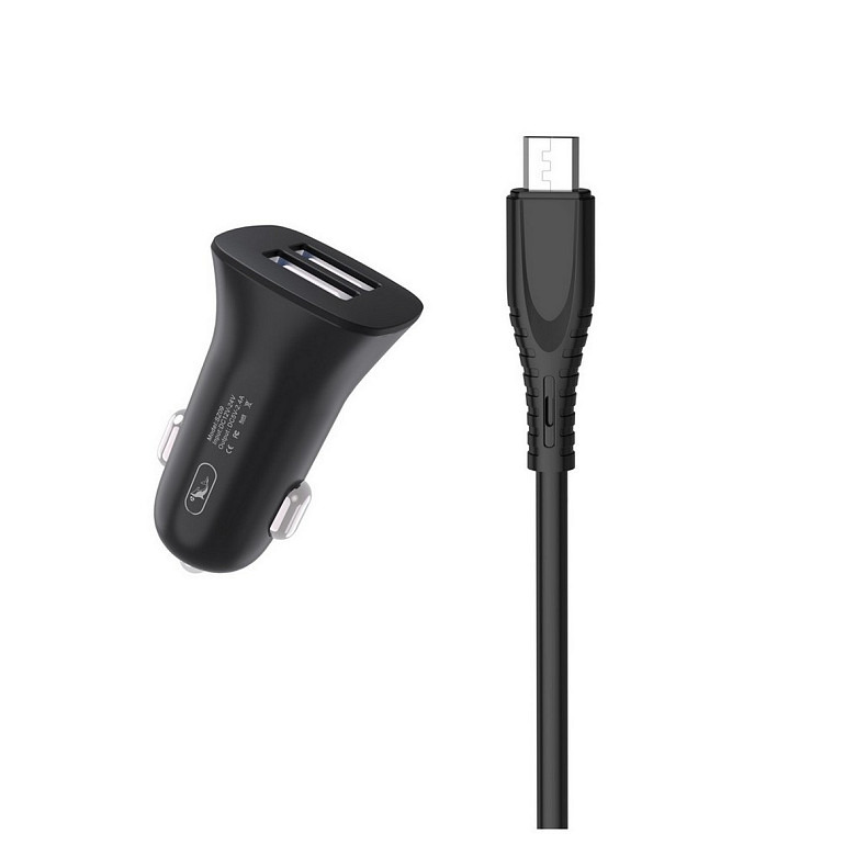 Автомобільний зарядний пристрій SkyDolphin SZ09V (2USB, 3.4A) Black (SDAZP-000111) + кабель microU