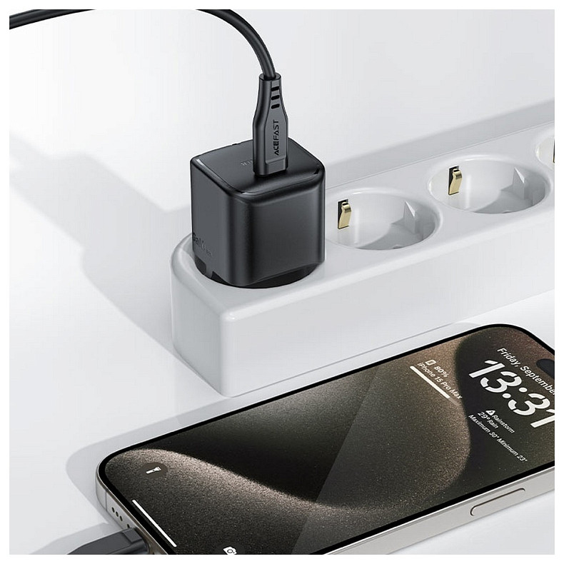 Зарядний пристрій USB-C 30W Gan A77 mini Fast Charger Black Acefast