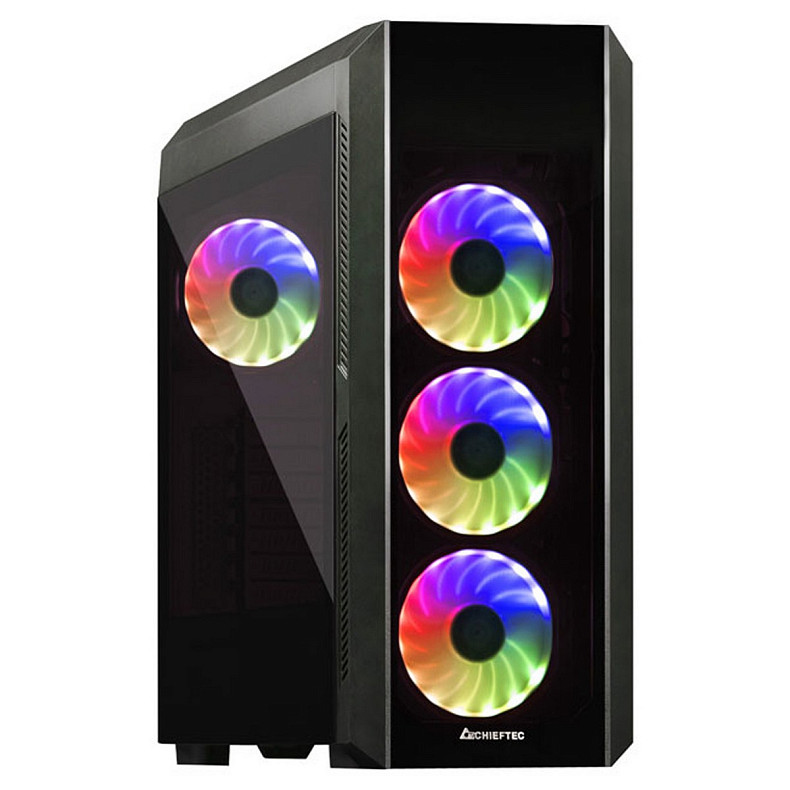 Корпус Chieftec SCORPION III GL-03B-OP 4x120mm A-RGB, ATX, без БП, Black