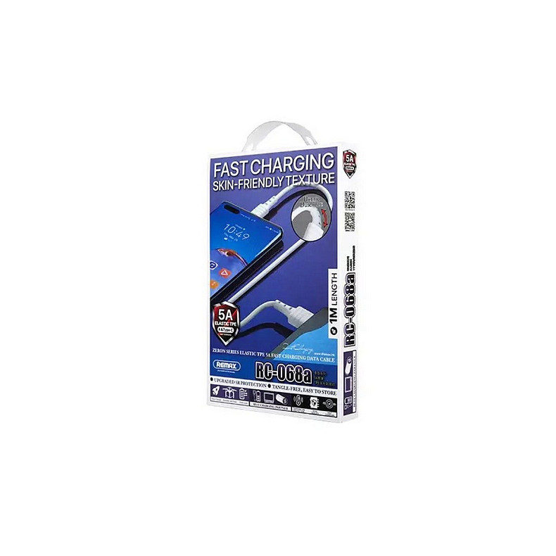 Кабель Remax RC-068a Zeron USB - Type-C USB (M/M), 5 A, 1 м, White (6954851224303)