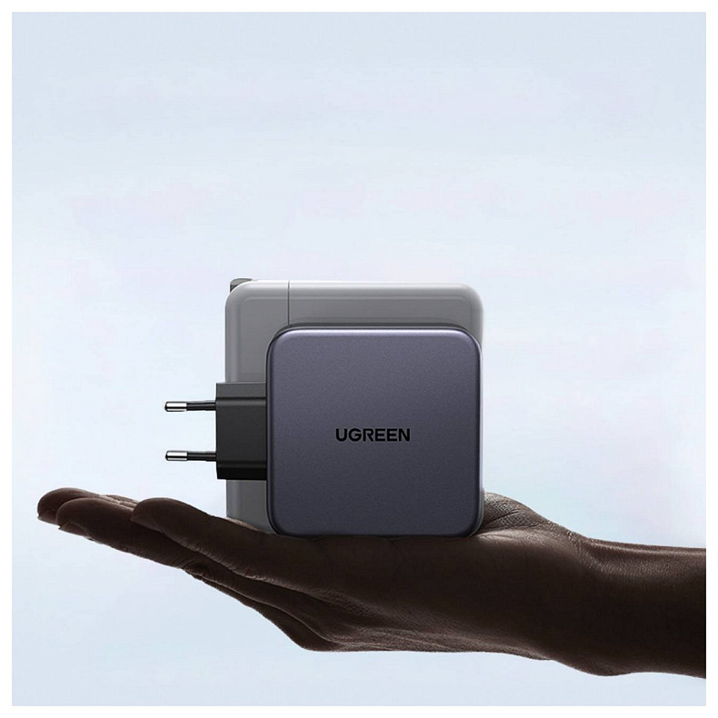 Зарядний пристрій 3xUSB 140W GaN (2хUSB-C+USB-A) CD289 with C to C Cable 1.5 м Gray Ugreen