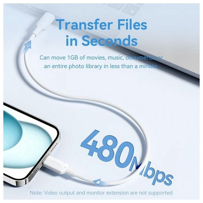 Кабель Vention USB Type-C - USB Type-C (M/M), 1 м, White (TRCWF)