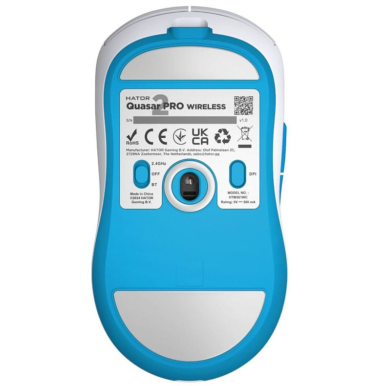 Мышь HATOR Quasar 2 PRO wireless (HTM561WC) white/cyan