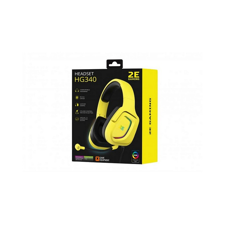 Гарнитура 2E Gaming HG340 RGB 7.1 Yellow (2E-HG340YW-7.1)