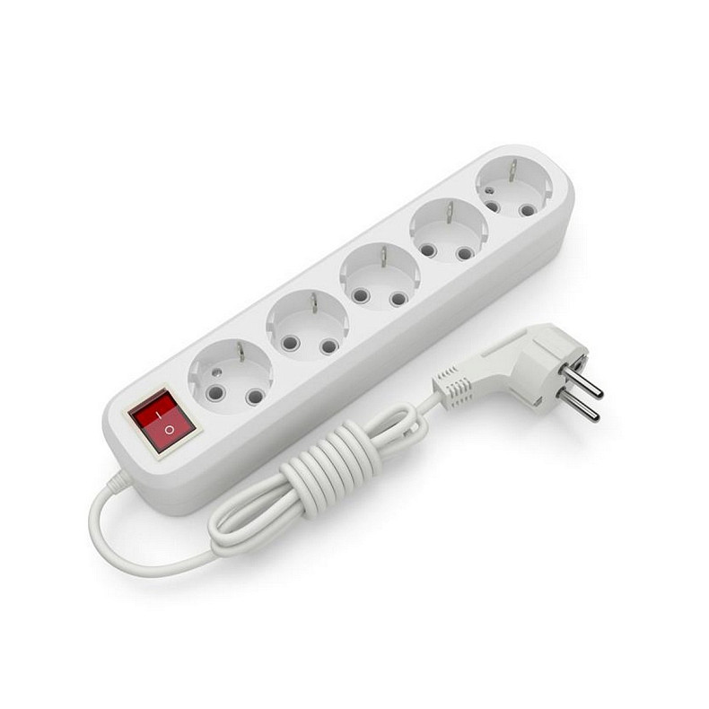 Удлинитель блочный (ABS) Electrum 5гнезд 3м с заземлением и выключателем C-ES-1814