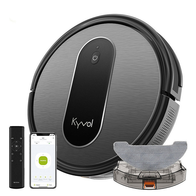 Робот пилосос Kyvol Cybovac D10 Random/250ml+200ml/2600mA/2000pa/Google Assistant,Amazon Alexa\Black