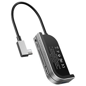 Док-станция USB3.1 Type-C --> HDMI/USB 3.0x3/TF/SD/TRRS 3.5mm/PD 60W Темно-серая Baseus