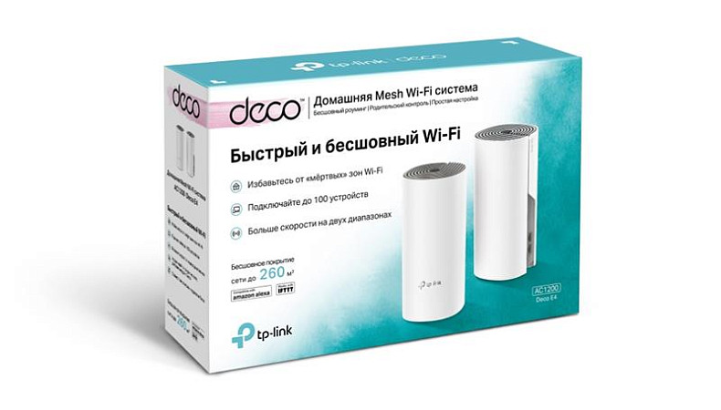 Wi-Fi Роутер TP-Link Deco E4 2-pack (AC1200, 2xFE, 2шт, MESH)