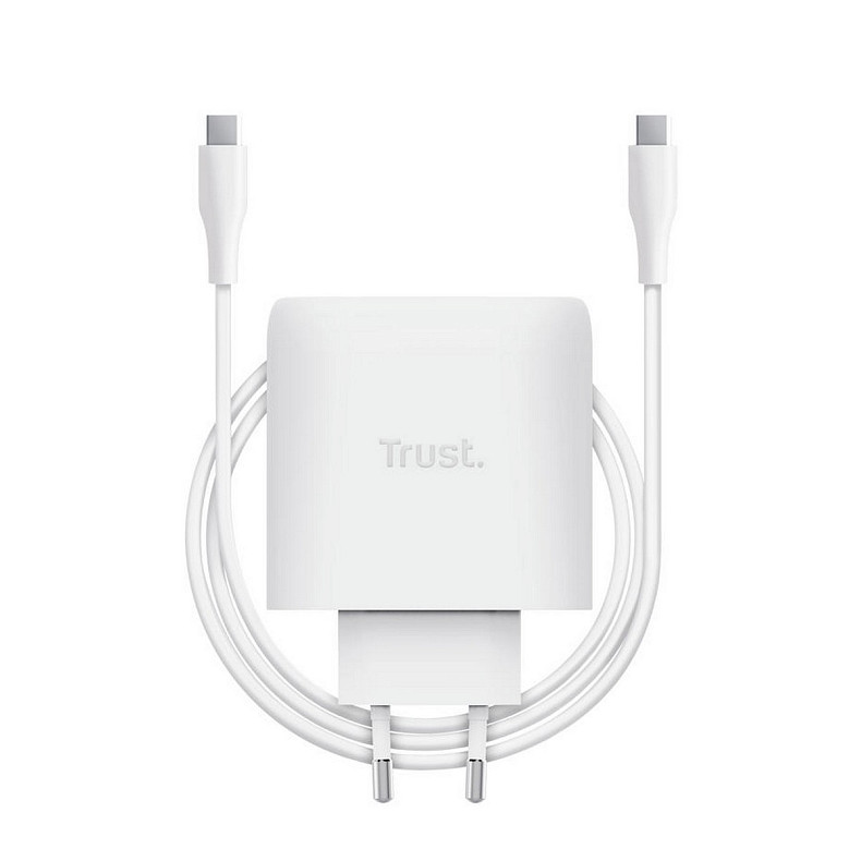 Зарядний пристрій Trust Maxo 65Вт, GaN, USB-C PD/PPS, білий
