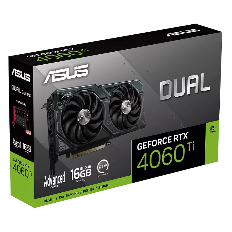 Відеокарта GF RTX 4060 Ti 16GB GDDR6 Dual Advanced Edition Asus (DUAL-RTX4060TI-A16G)