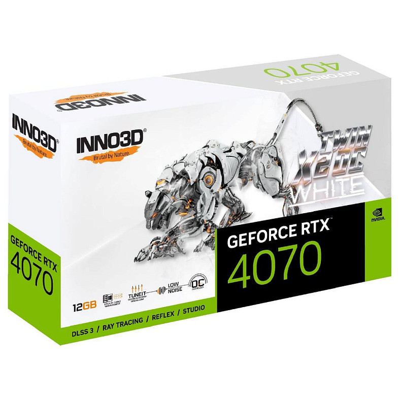 Відеокарта GeForce RTX4070 Inno3D TWIN X2 OC WHITE STEALTH, 12GB GDDR6X, 192bit, PCI Express (N40702-126XX-183052V)