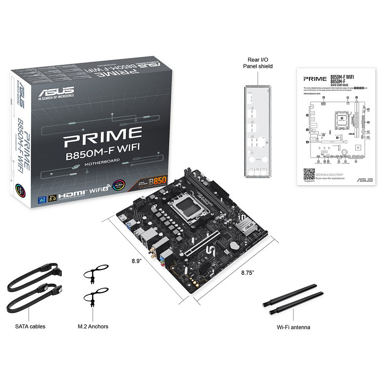 Материнcька плата ASUS PRIME B850M-F WIFI sAM5 B850 2xDDR5 M.2 HDMI Wi-Fi BT mATX