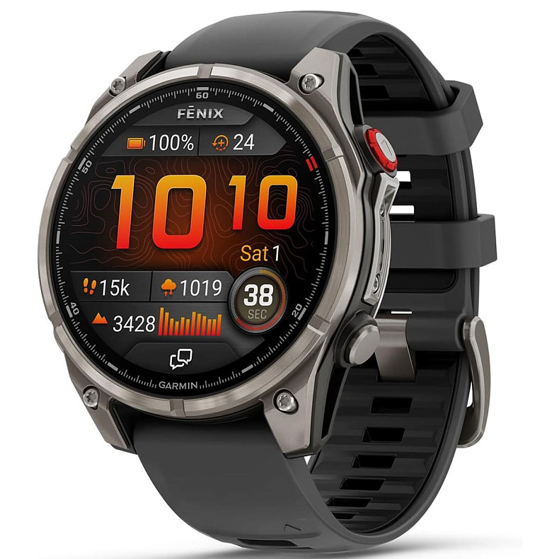 Спортивные часы GARMIN Fenix 8 Pro 51 mm AMOLED Sapphire Titanium with Graphite/Black Silicone Band (010-03199-10)