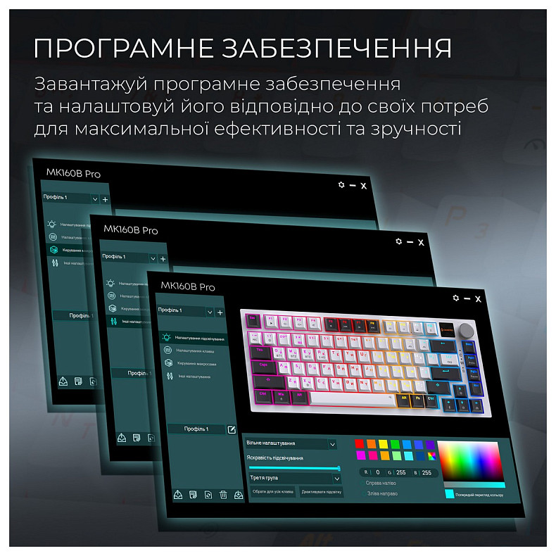 Клавіатура GamePro Asgard Valhalla QLAB Sakura Switch White With Display (MK160-W-D-QS-
