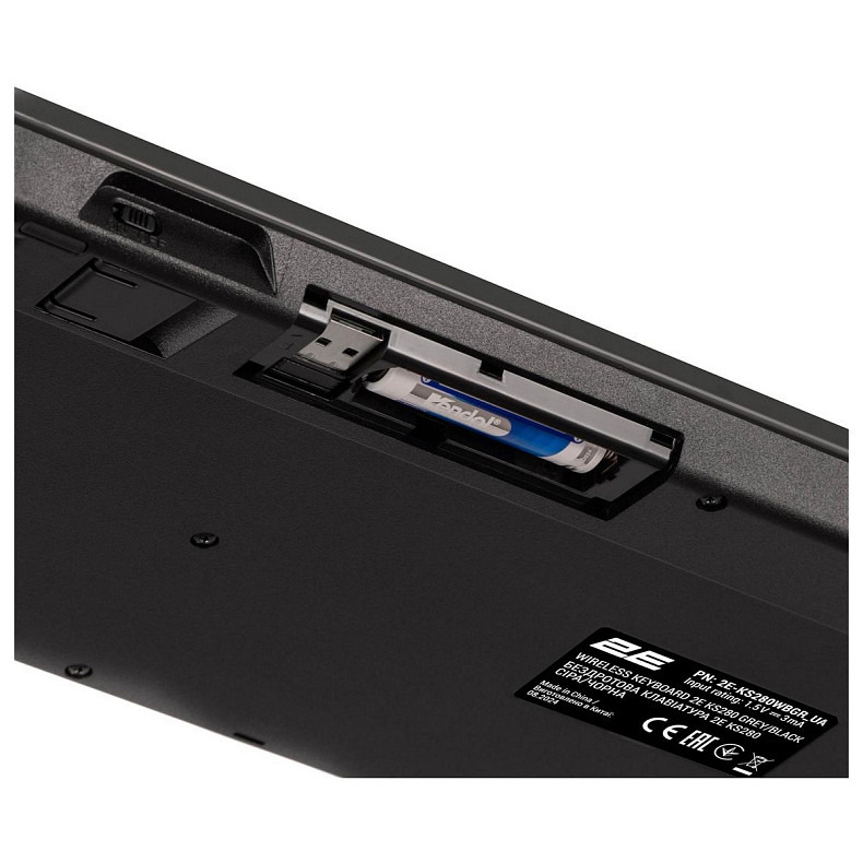 Клавиатура 2E KS280 WL/BT EN/UKR Grey/Black (2E-KS280WBGR_UA)