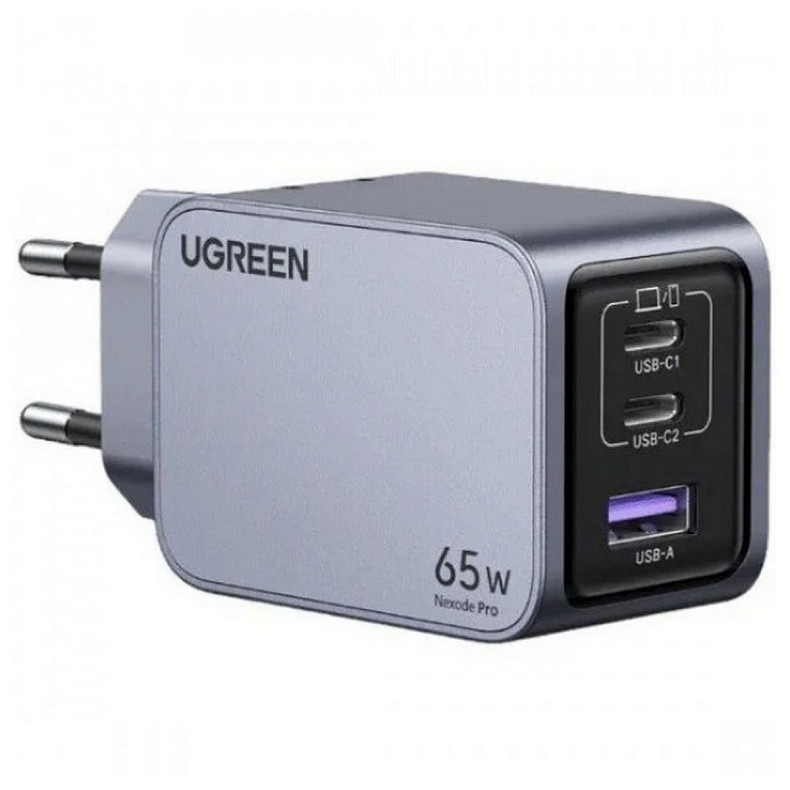 Зарядний пристрій Ugreen Nexode Pro X755 65W GaN (2хUSB-C+USB-A) Gray (25871)