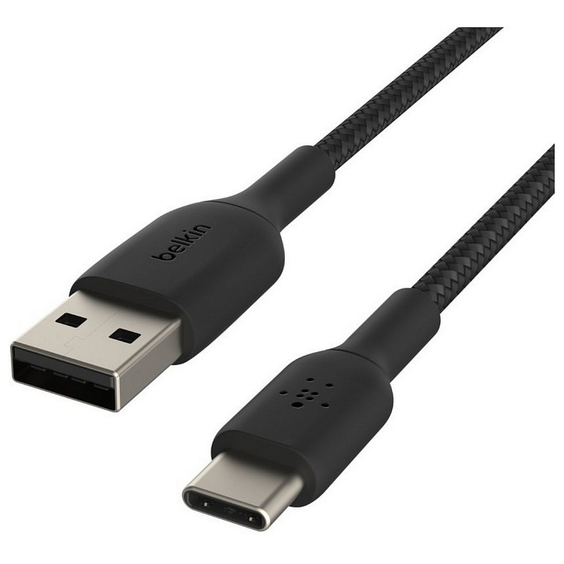 Кабель USB-A > USB-C заряджання/синхронізації Belkin 3м, 15Вт, Type-C, плетений, чорний
