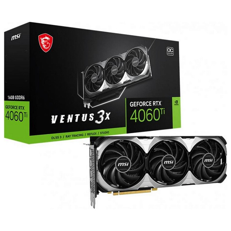 Відеокарта GeForce RTX 4060 Ti 16GB GDDR6 Ventus 3X OC MSI (GeForce RTX 4060 Ti VENTUS 3X 16G OC)