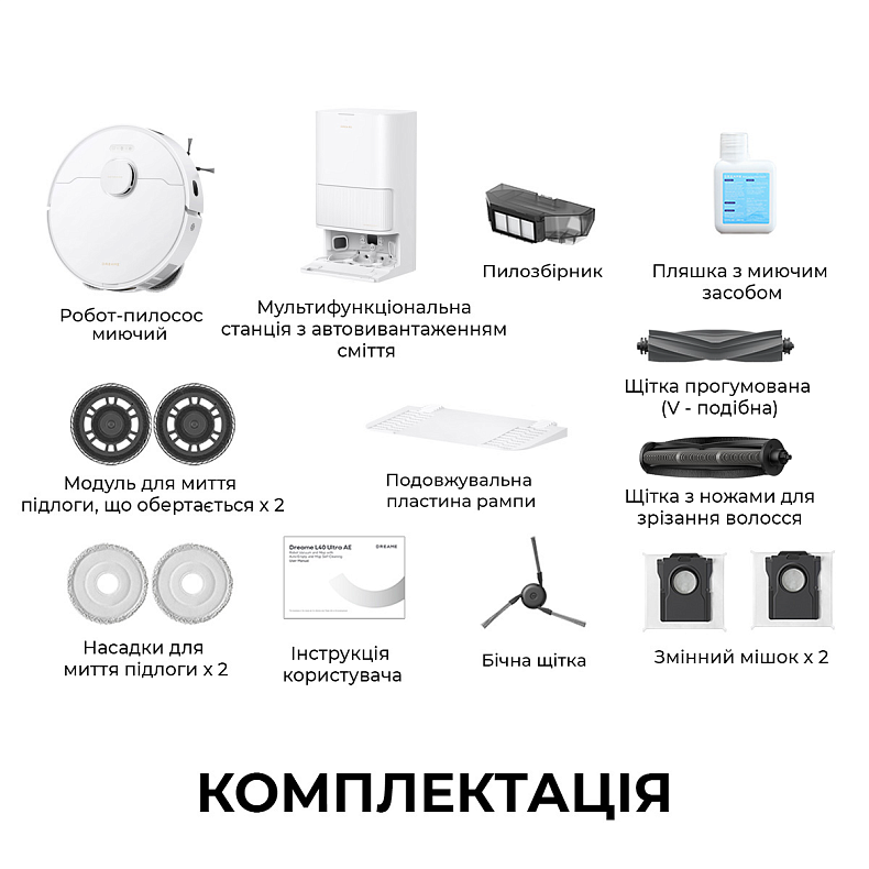 Робот-пилосос миючий Dreame Bot L40 Ultra CE White