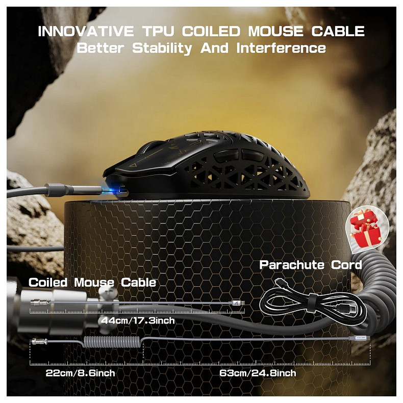 Мишка Attack Shark R5 Ultra, Wireless, PAW3950MAX сенсор, 42000dpi., 6кн., Black