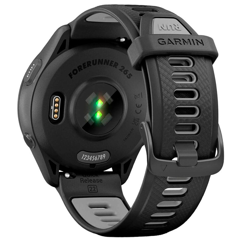 Спортивные часы GARMIN Forerunner 265 Black Bezel and Case with Black/Powder Gray Silicone Band