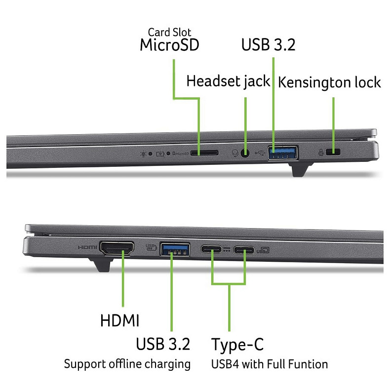 Ноутбук Acer Aspire 16 A16-61M 16" WUXGA+ OLED, AMD R5-340, 32GB, F1TB, UMA, Lin, серый