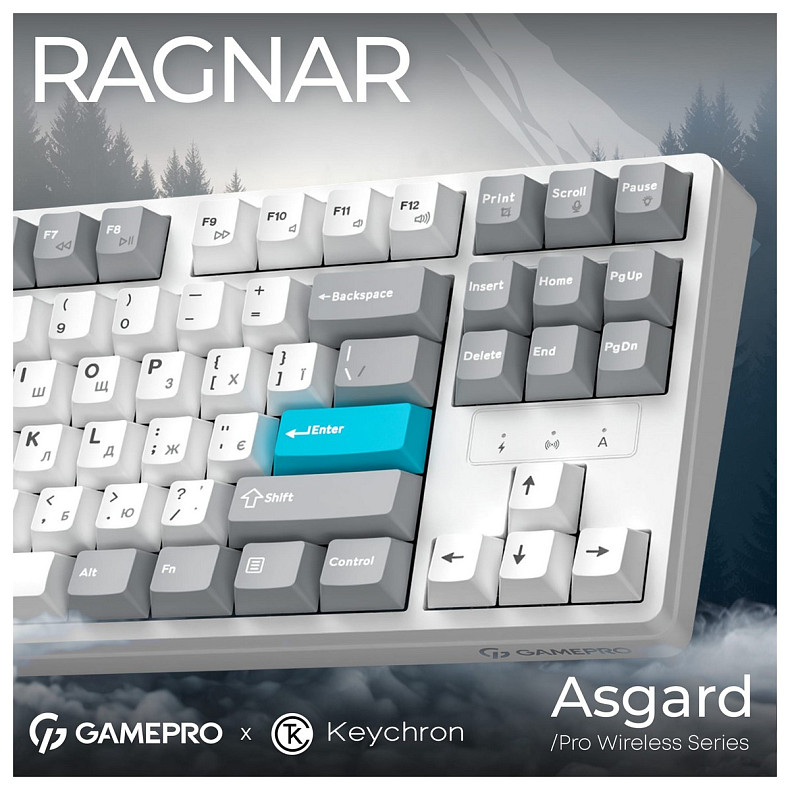 Клавиатура GamePro Asgard Ragnar Keychron Super Red Switch White (MK285WH)