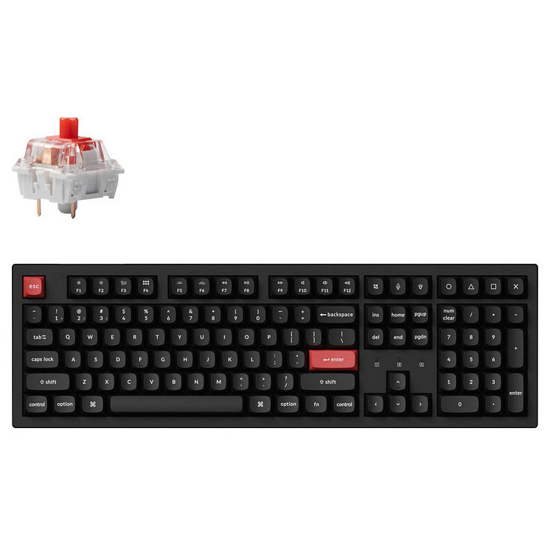 Клавиатура механическая Keychron K10 PRO 100Key, K pro Red, WL/BT/USB-A, QMK, EN/UKR, White Led, черный