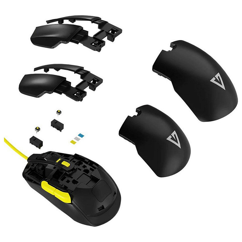 Мышка Modecom Jager Volcano, игровая, 12400dpi., 7кн., RGB, Hot-Swap, custom., черная