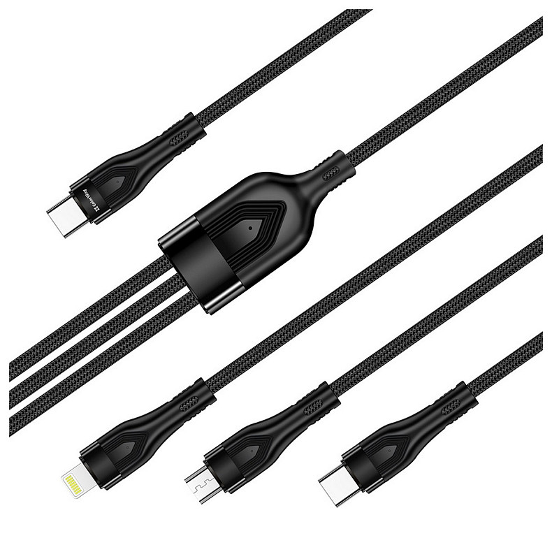 Кабель ColorWay Lightning + micro USB + USB Type-C (M/M), 3.0 А, 1.2 м, Black (CW-CBPDU3060-BK)