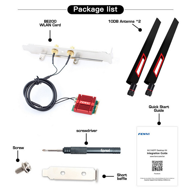 Беспроводной адаптер Fenvi FV-BE200NG Wi-Fi 7, Bluetooth 5.4 Tri-band 2.4G/5G/6GHz