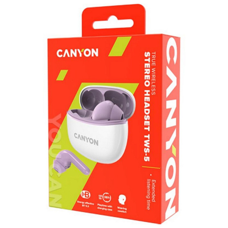 Bluetooth-гарнітура Canyon TWS-5 Purple (CNS-TWS5PU)