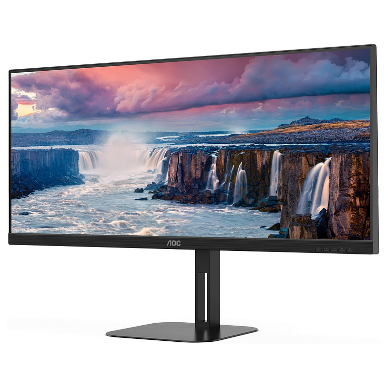 Монитор 34" AOC U34V5C/BK, WQHD, VA, 100Гц, 1мс, HDMI, DP, USB-C, USB-hub, HAS, колонки, черный