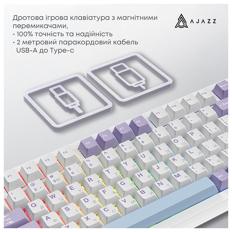 Клавиатура Ajazz AK820 Max Magnetic Switch White (AK820MAX-WM-PWB)