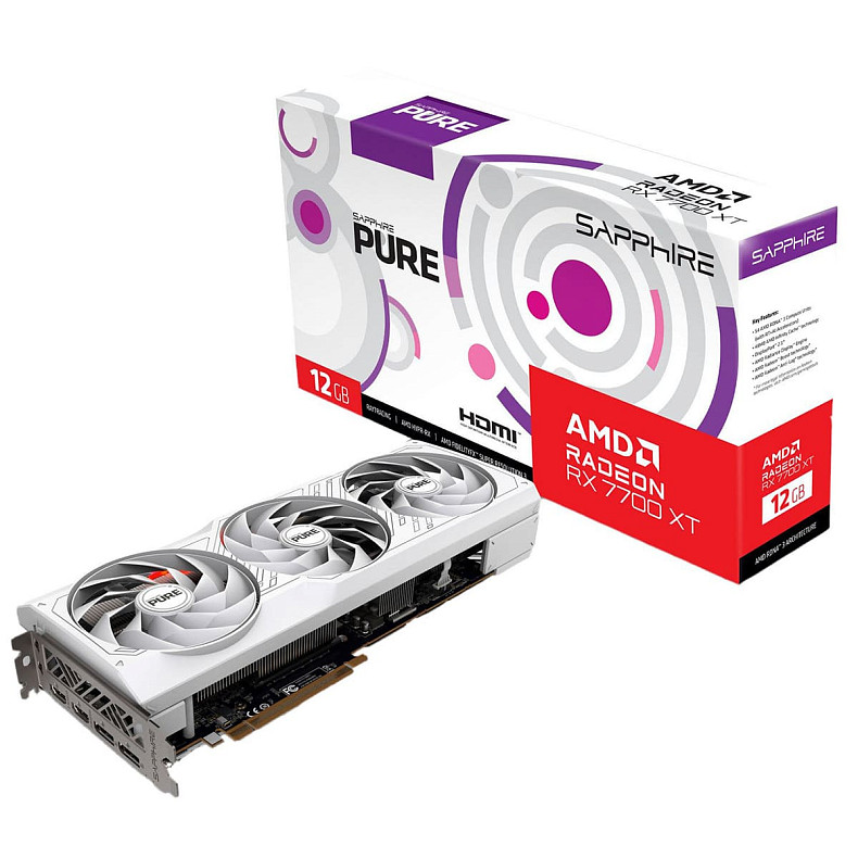 Видеокарта AMD Radeon RX 7700 XT Sapphire PURE GAMING OC, 12GB GDDR6, 192 bit, PCI-Express 4.0 x16 (11335-03-20G)