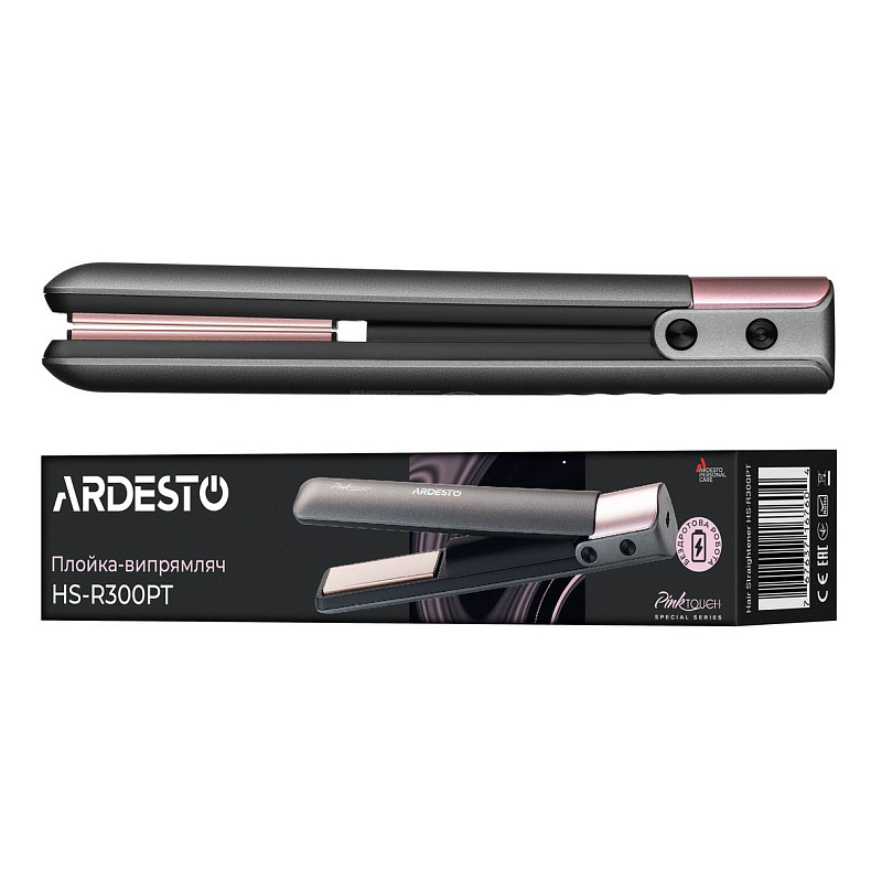 Випрямляч Ardesto Pink Touch, 50Вт, 160-200C, акумуляторний, кераміка, сірий+рожевий