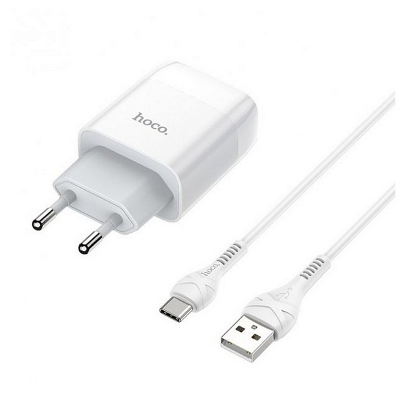 Мережевий зарядний пристрій HOCO C73A Glorious dual port charger set(Type-C) White