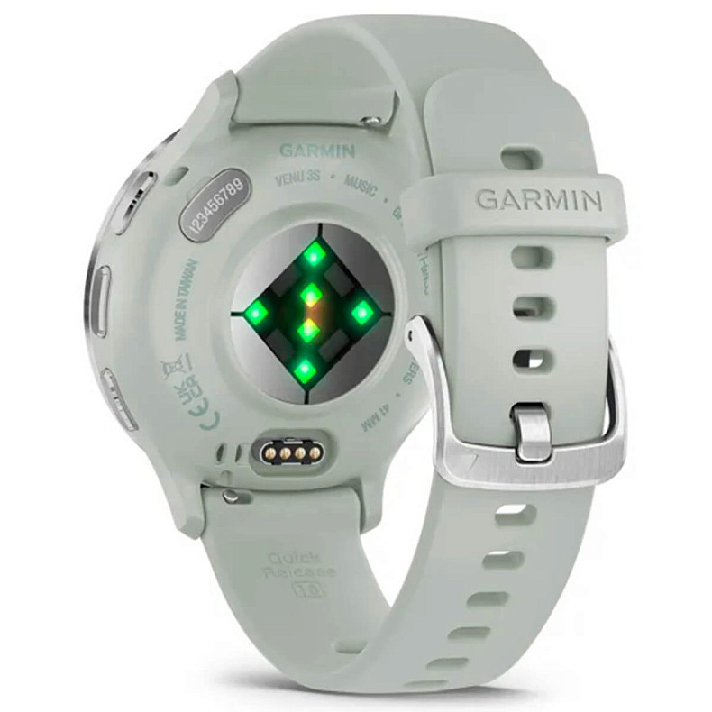 Спортивные часы GARMIN Venu 3s Silver Stainless Steel Bezel with Sage Gray Case and Silicone Band