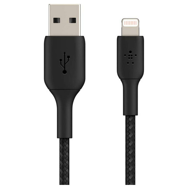 Кабель USB-A > Lightning подзарядка/синхронизация Belkin, 1м, плетеный, черный