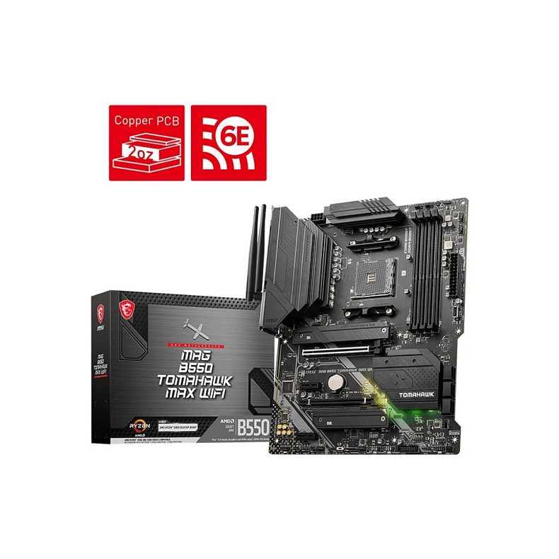 Материнcька плата MSI MAG B550 TOMAHAWK MAX WIFI sAM4 B550 4xDDR4 HDMI-DP Wi-Fi BT ATX