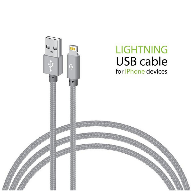 Кабель Intaleo CBGNYL2 USB-Lightning 2м Grey (1283126477669)