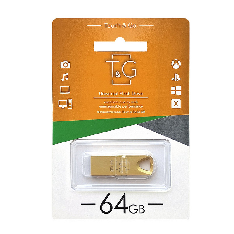 Флеш-накопитель USB 64GB T&G 117 Metal Series Gold (TG117GD-64G)