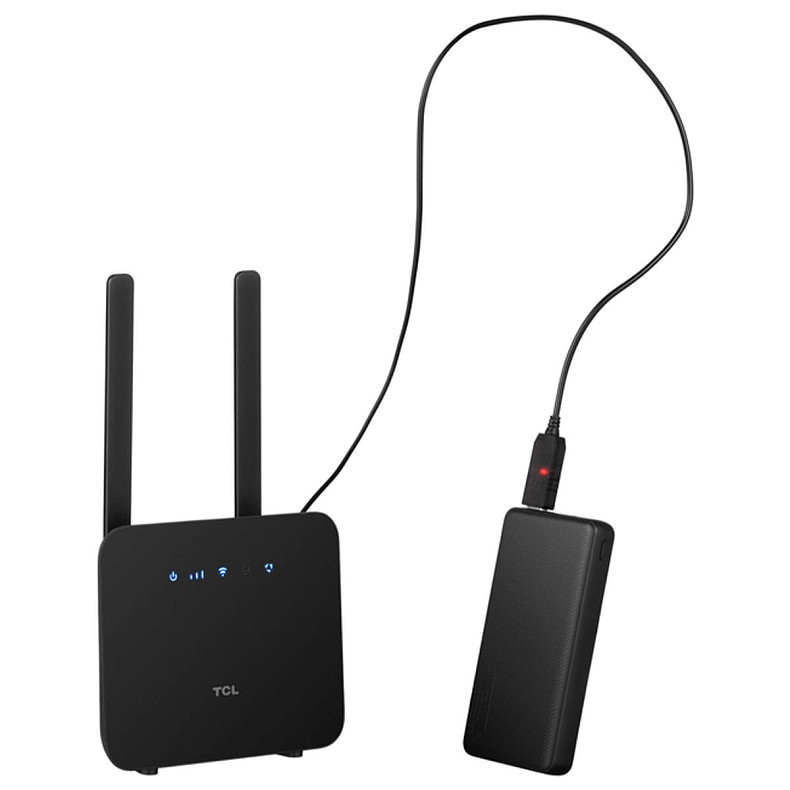 Маршрутизатор TCL LINKHUB (HH42CV2) LTE, Wi-Fi4, 1xFE LAN/WAN, 1xFE LAN, 2xSMA, Чорний + Power Bank