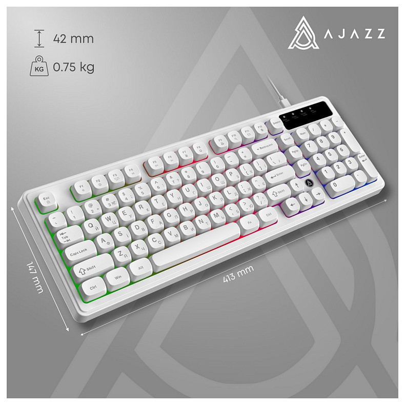 Клавиатура Ajazz AF98 Black USB-C White (AF98-W)