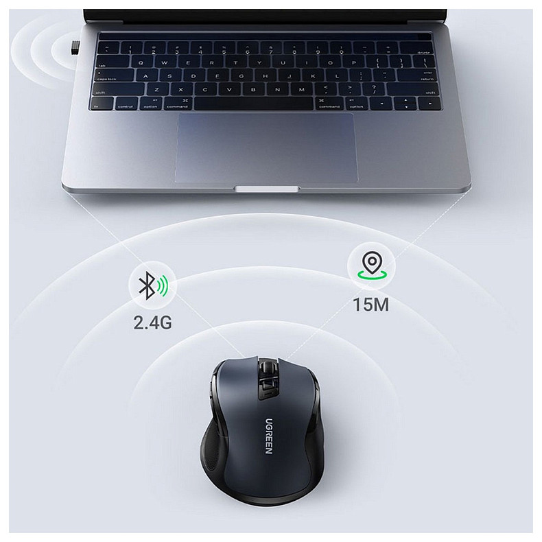 Мышка UGREEN MU006 Bluetooth, 4000dpi., 4кн., Silence Design, Черная