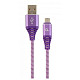 Кабель Cablexpert (CC-USB2B-AMmBM-2M-PW) USB 2.0 A - microUSB, 2.1А, преміум, 2м, фіолетовий